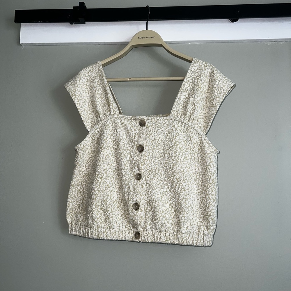 Madewell Cream Textured Sleeveless Blouse